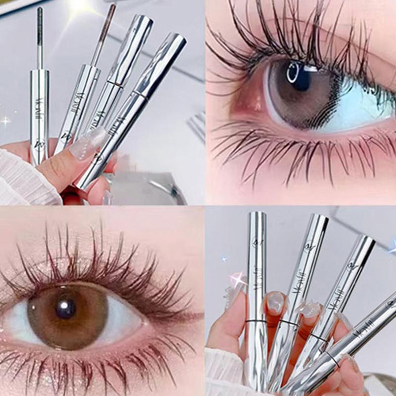 Metal Iron Lashes Mascara Waterproof Silk Fiber Mascara Black Long Curling Eyelash Extensions Non-Clumping Eyes Makeup Cosmetics