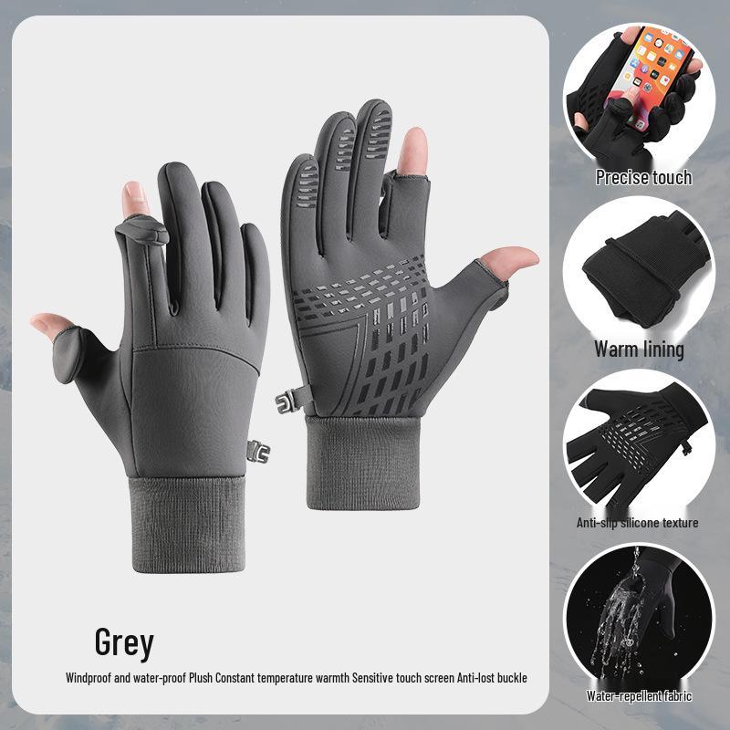 Unisex Windproof Touchscreen Cycling Gloves - Warm, Non-slip, Water-Repellent for Autumn/Winter Large