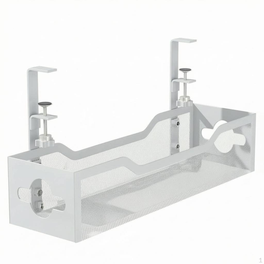 Under Desk Cable Tray No Drill Clamp on Easy Install Wire Storage Box for Office Black