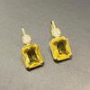 Korean High-End Colored Treasure Earrings Internet Celebrity Style Yellow Diamond Square Zircon Women'S Earrings Simple And Versatile Earrings