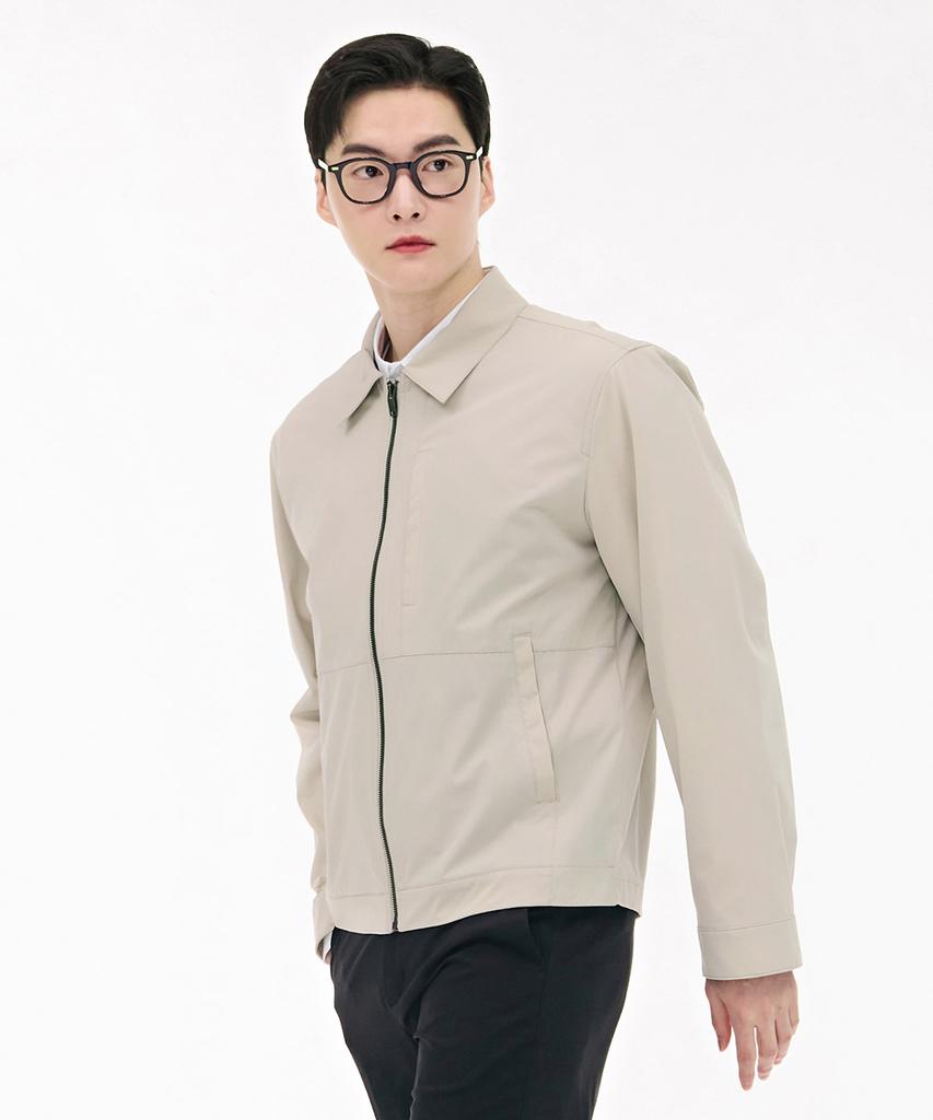 Chasecult Men'S Stretch Collar Zip-Up Jacket - Beige