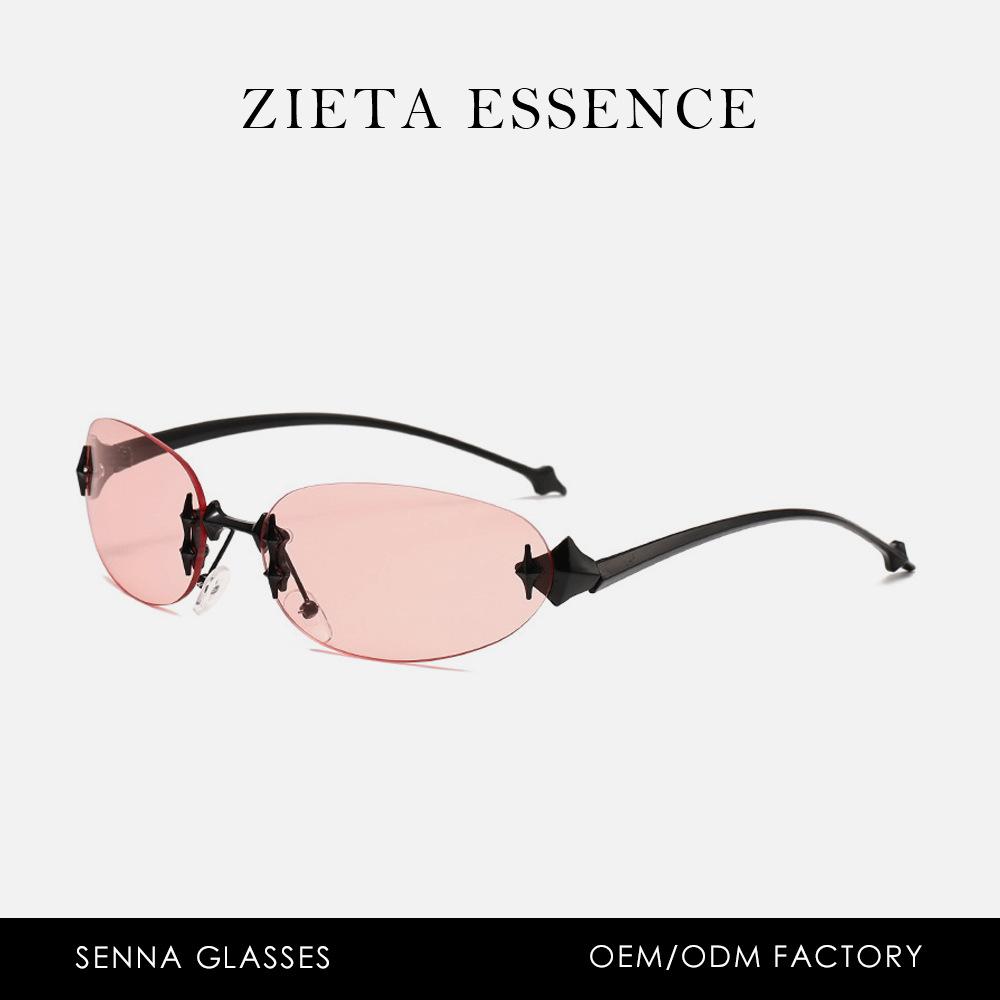 Frameless Oval Metal Sunglasses G Spice Girl Fishbone Wear Street Shooting Stars Cat Eye Sunglasses