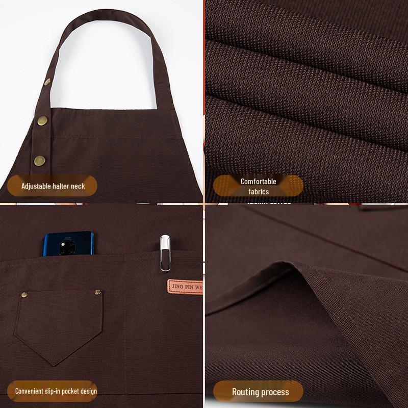 In-Stock Waterproof Embroidered Logo Apron for Catering & Restaurant Staff