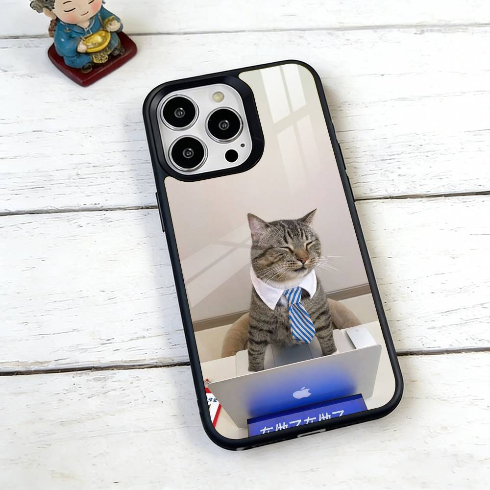 Table Working Cat Phone Case For iPhone17,16,15,14,13,12,11 Plus,Pro Magnetic with Magsafe Wireless Charging