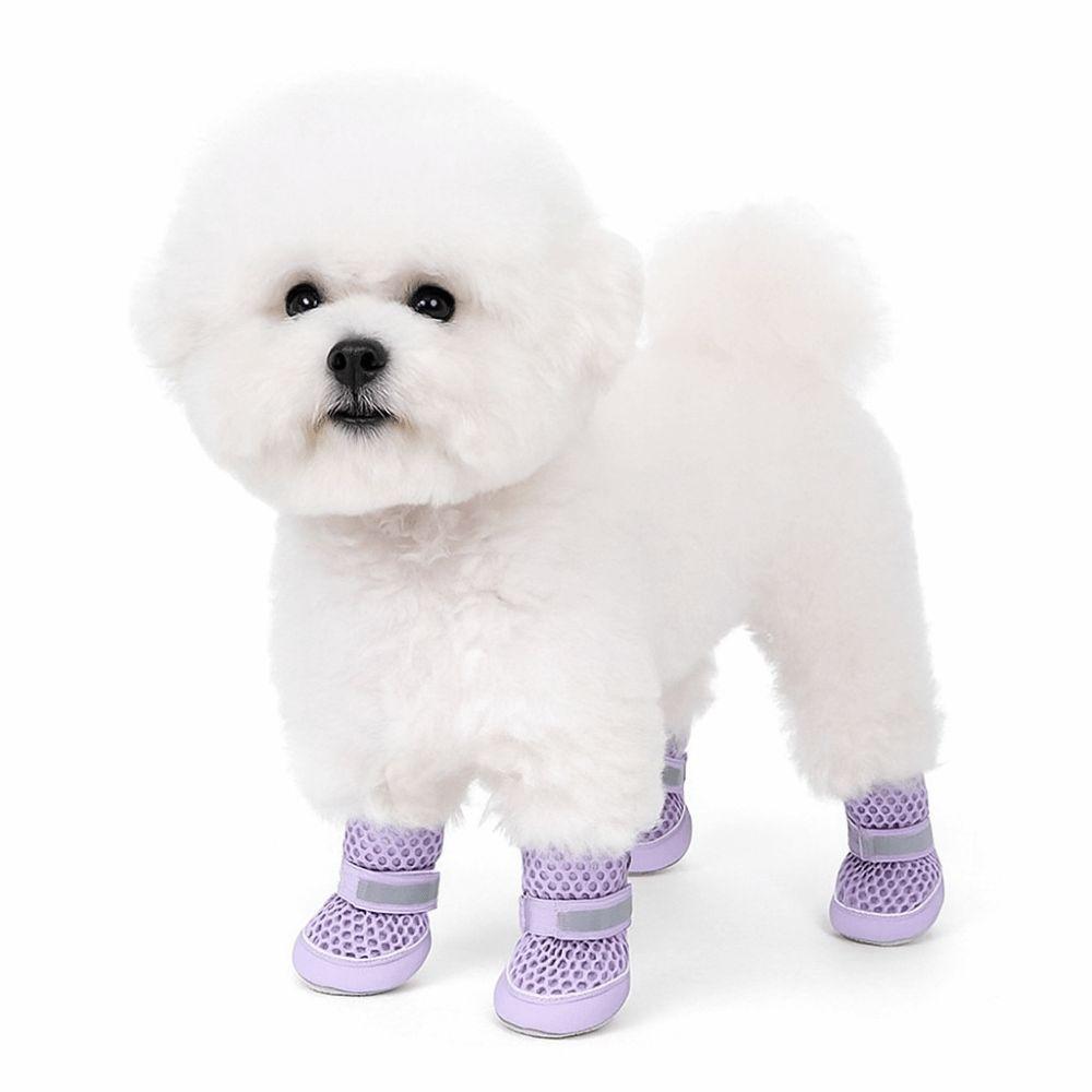 4Pcs Breathable Mesh Dog Shoes Soft Sole Dog Paw Protectors Fashion Net Foot Covers  Puppy