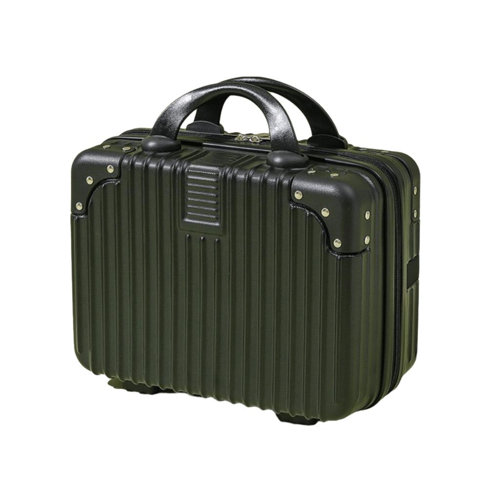 

Косметический мини-чемоданчик ручной клади, ретро багаж, дорожная коробка с ремнями, 14 дюймов, кейс для макияжа, для путешествий чёрный