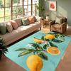 Retro Fruit - White Blossom Floral Rug Botanical Green Leaf Non Skid Indoor Carpet Bohemian Tropical Print Home Floor Decor Mat
