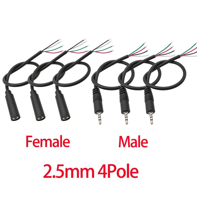 3Set 25/30cm 2.5mm 3.5MM 2/3/4 Core 2pole 3pole 4pole Mono Stereo Male Female Audio Extension Cable Headset Aux Connector
