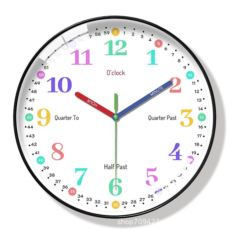 14" Silent Digital Children's Educational Wall Clock for Classroom & Home