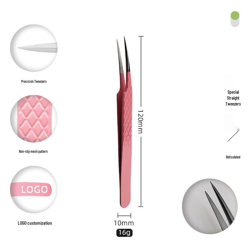 Golden Feather Stainless Steel Eyelash Tweezers for Grafting and Extensions