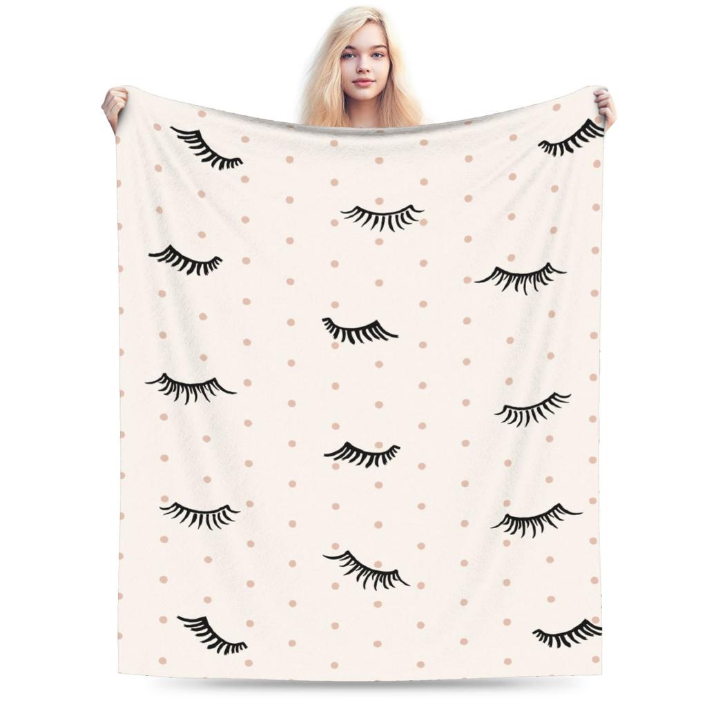 Cartoon Eyelashes Polka Dots Blankets Flannel Printed Multi-function Ultra-Soft Throw Blankets for Sofa Bedroom Bedding Throws