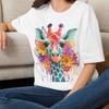Colorful Watercolor Giraffe T-Shirt | Floral Animal Tee Shirt Gift for Her Mom Grandma Family Friend Sister Crew Team Party Aunt