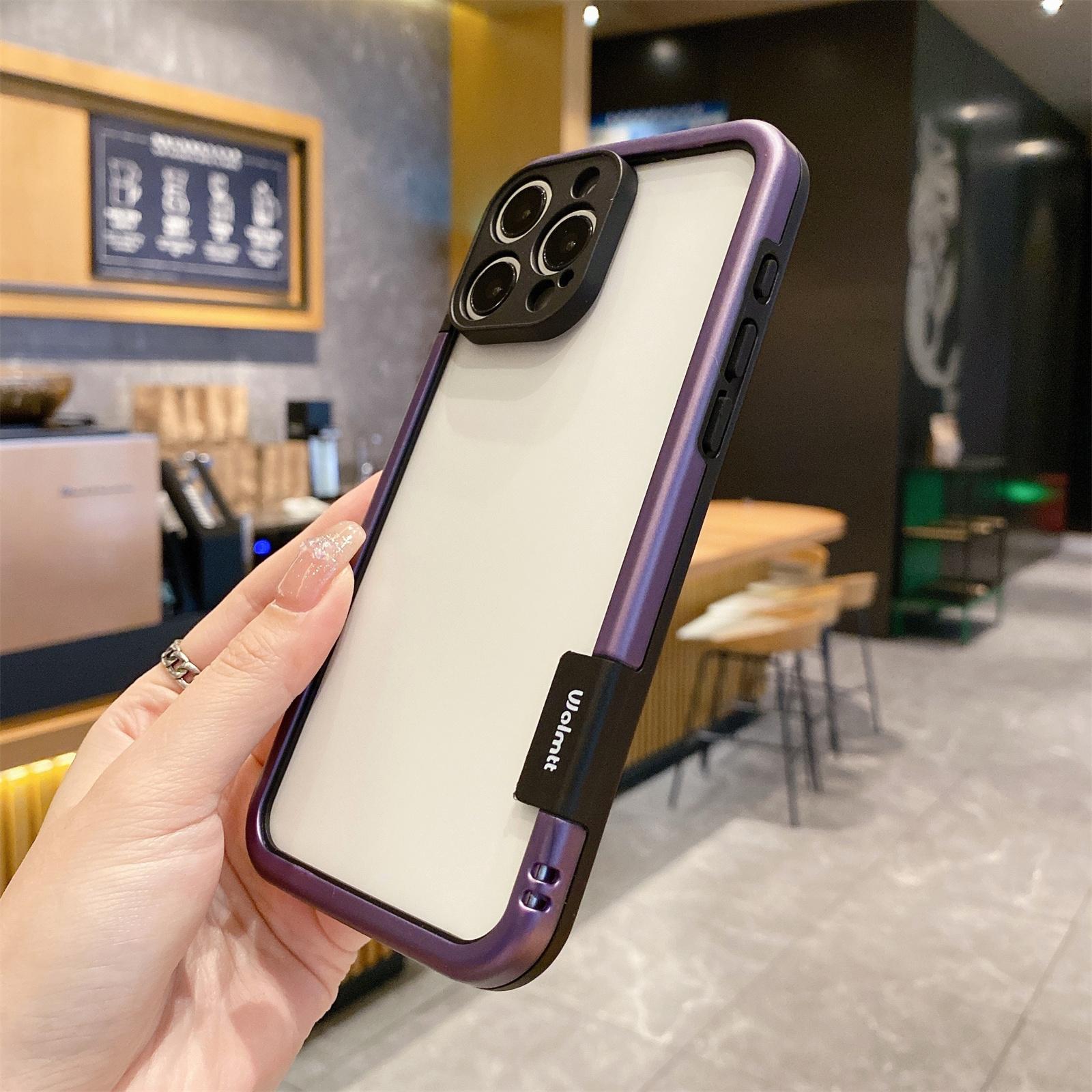 

WOLMTT For iPhone 16 Pro Case Colorful Frame Soft TPU Clear Phone Cover Purple