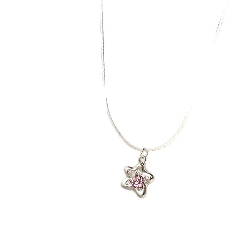 Summer Fresh Pink Star Necklace - Sweet Versatile Clavicle Chain for Women