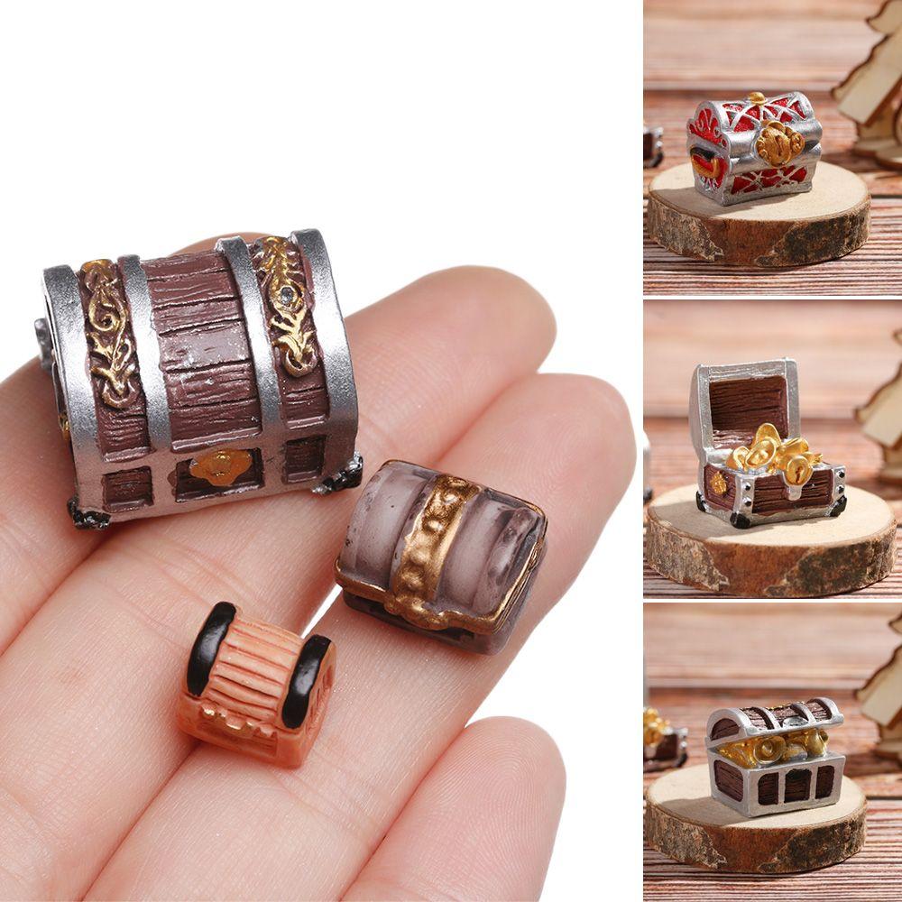 Jewelry Box Pirate Adventure Game Doll House Treasure Chest Figurine Miniature Cashbox Ornament Mini Toys Home Decoration
