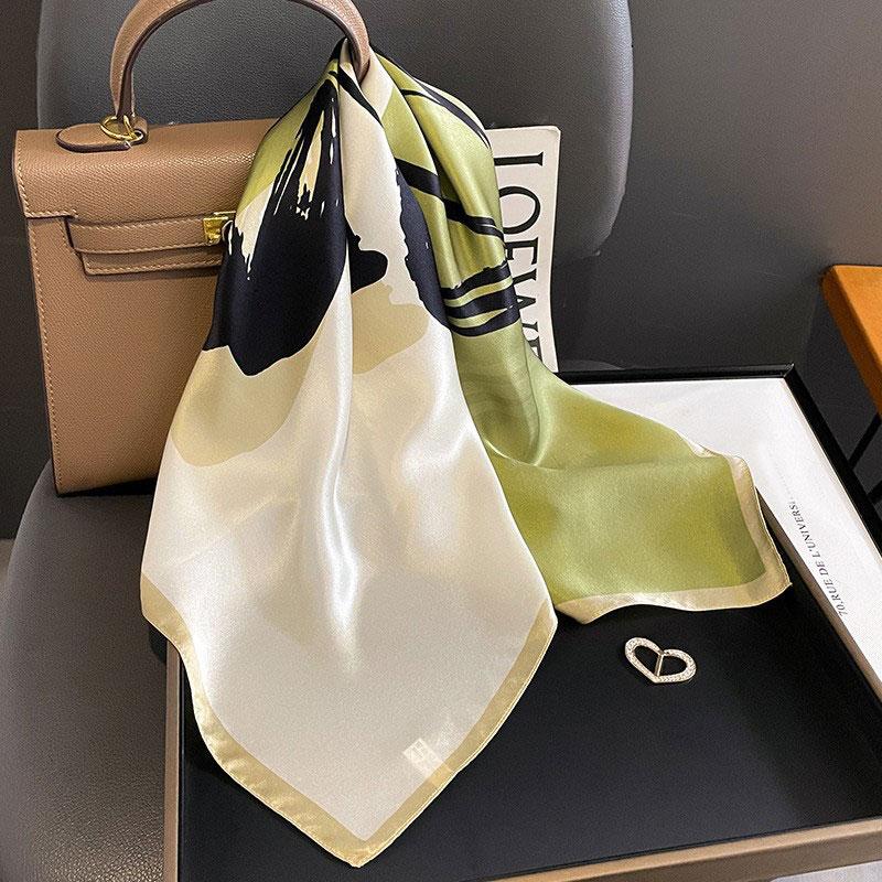 Szalik 100% Jedwab Damski Jedwab Morwowy Luksusowy Wysoka Jakość Kwadratowy Modny Nadruk Chustka do Włosów Chustka na Szyję Szal Damski Zawijki Hidżab Bandana Szaliki