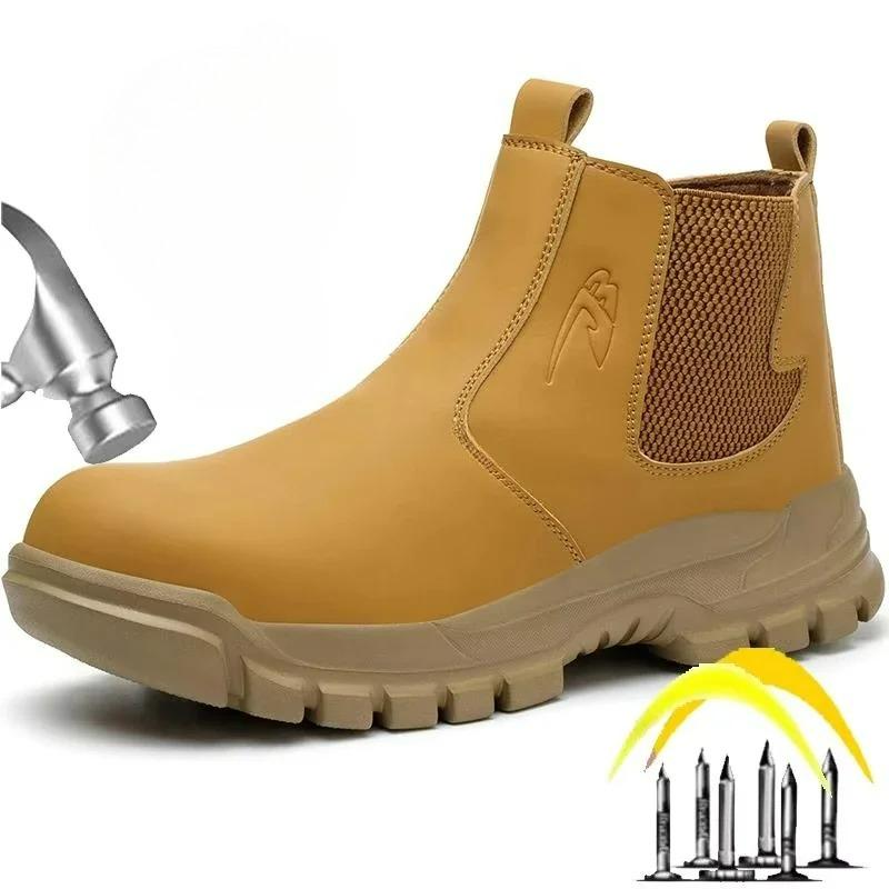 Fashion Men's Safety Shoes Waterproof Boots Steel Toe Work Boots Indestructible Men Boots Anti-smash Puncture Proof Shoes Plus Size 48