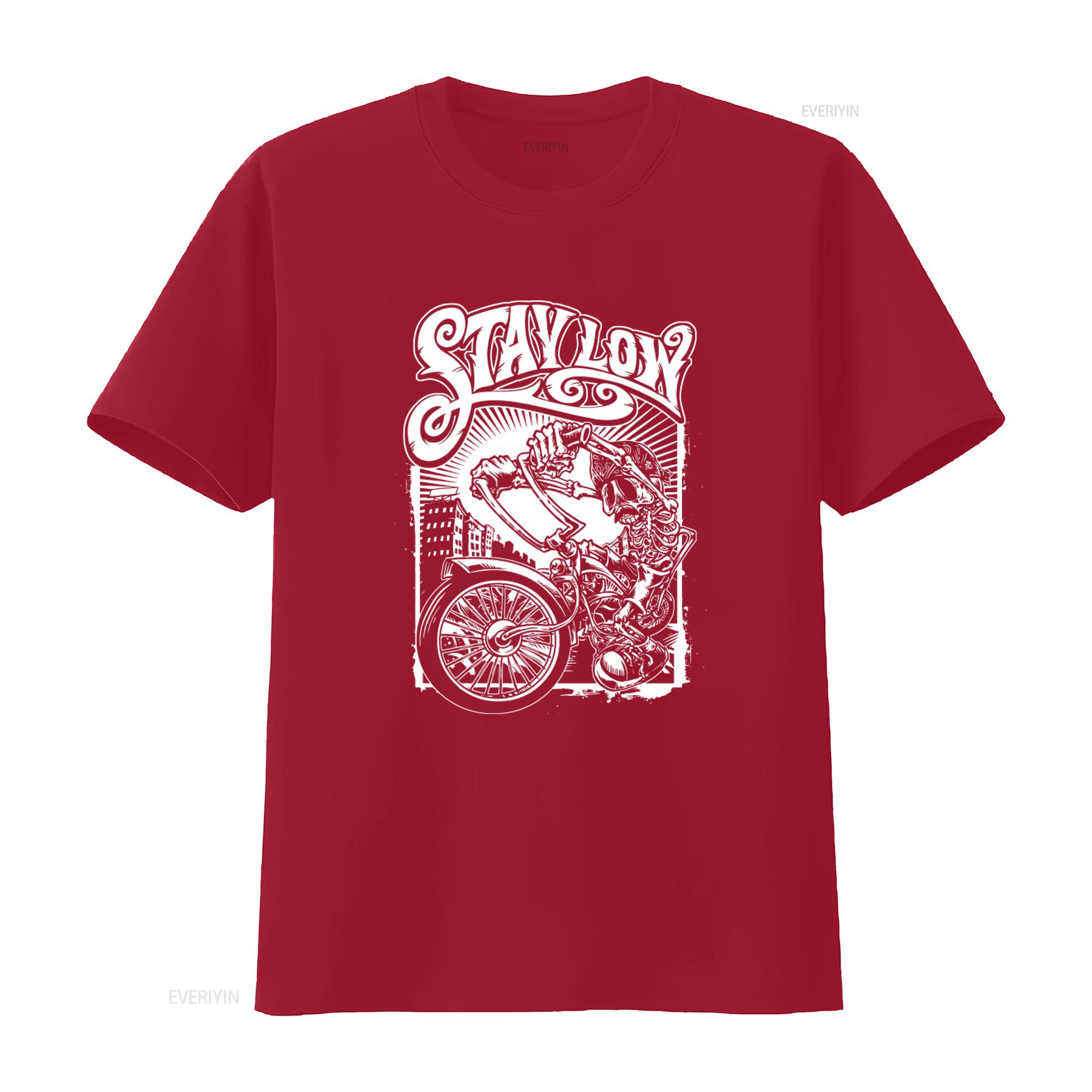 Stay Low Graffiti Biker Rider Lowrider Skeleton Skater T Shirt for Men Sizes S 2XL vintage Washed homme Slightly Soft graphic S