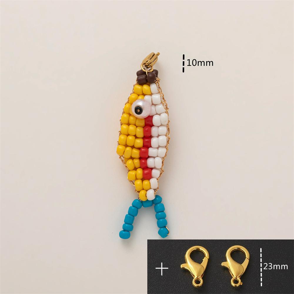 Cute Handmade Bead Fish Backpack Bag Zipper Pendant Hanging Decoration Girls Student Keychain Hangings DIY Accessories Ornaments