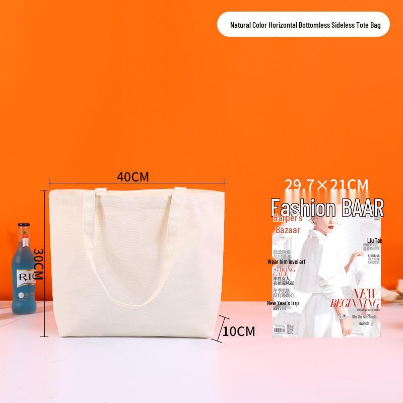 High-End Custom Logo Canvas Tote Bag - White, Blank, Personalized Printing