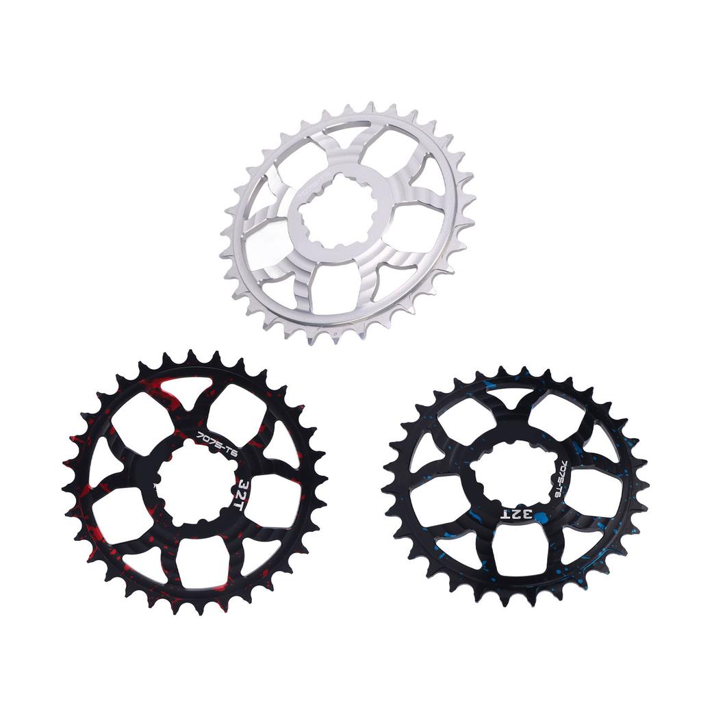 Bike Chainring 32T Round Chainwheel Hollow Aluminium Alloy Single Chain Ring Positive and Negative T