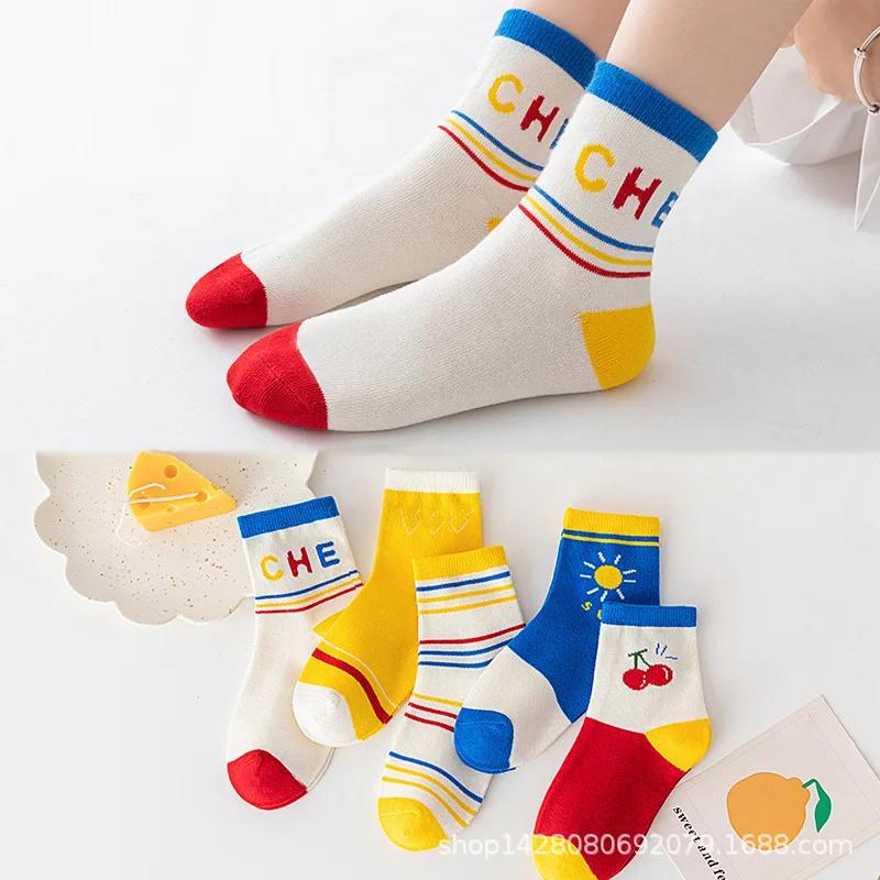 5 Pairs Baby Cotton Socks Soft Cartoon Short Socks For Newborn Toddler Kids Boys Girls Age 0-10 Years Cute Sports Ankle Socks