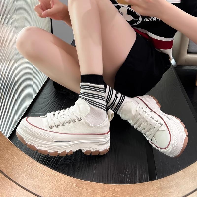 Summer New Thick-soled Muffin Shoes Heightened Non-slip Versatile Niche Casual Canvas Little White Shoes Women's Breathability