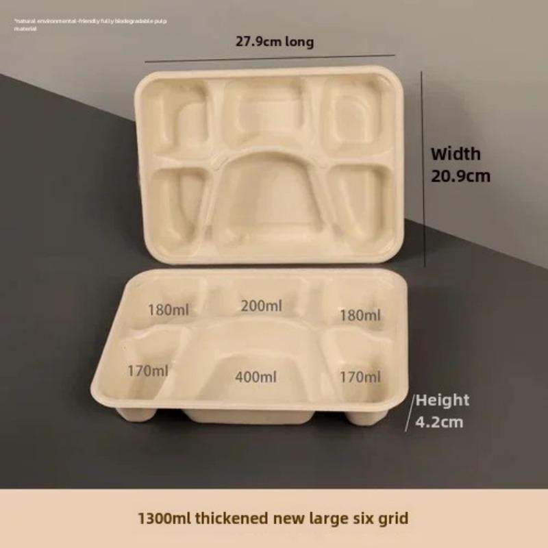 Caja de embalaje desechable para entrega dividida, 10 unidades, gran capacidad, papel de cuadrícula múltiple, cajas para el almuerzo, respetuosas con el medio ambiente, para microondas