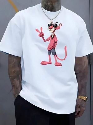 Unisex's  Casual T-Shirt, Pink Panther Print