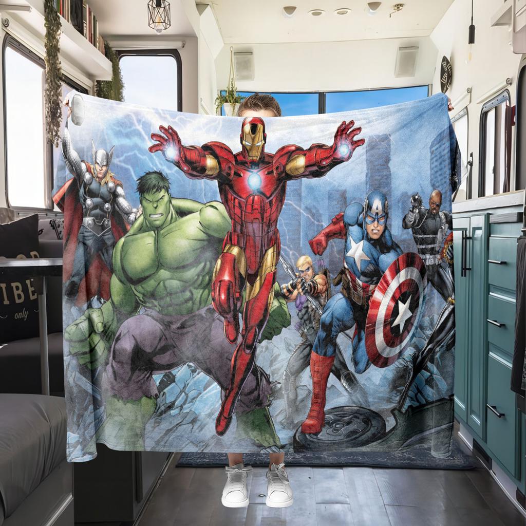 Marvel Cartoon Print for Bedrooms Sofas Beds Chairs Picnics Travel Flannel Blanket Home Decor Great Gift Various Sizes New