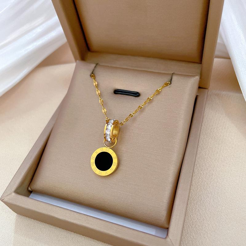 Ring Roman Zircon Temperament Personality Minimalist Furnace Real Gold Female Collarbone Necklace