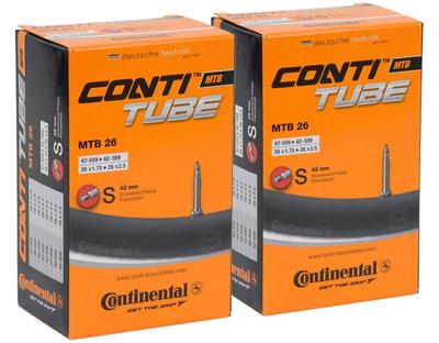 Set of 2 Continental Tube MTB26 S42 26 X Valve 1.75-2.5 (Presta 42mm) [Item]