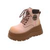 Thick-soled hollow rhubarb boots women's 2025 summer new heightening Martin boots small super fire outdoor western short boots