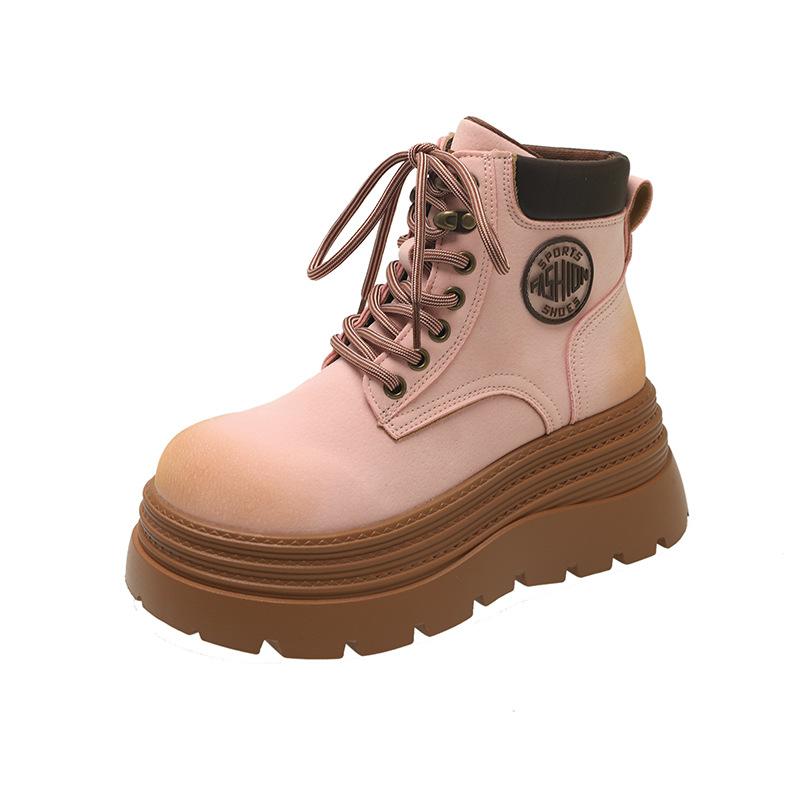 Thick-soled hollow rhubarb boots women's 2025 summer new heightening Martin boots small super fire outdoor western short boots