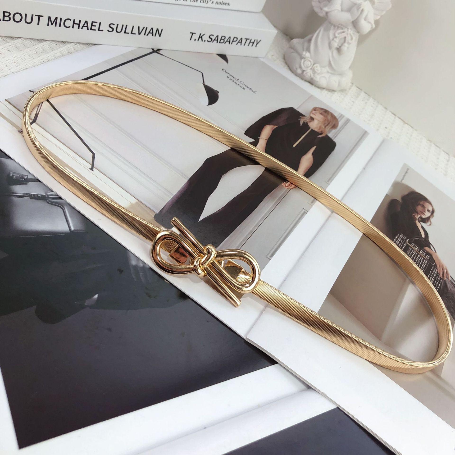 

Премиальный Эластичный Тонкий Пояс Женский Пояс-Цепочка на Резинке для Юбки Декоративное Платье Простой Металлический Пояс для Юбки