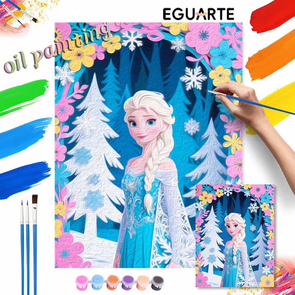 Disney Frozen oil painting hand painting art kit coloring painting handmade diy home decoration gift