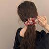 Red Korean Plaid Lace Ponytail Scrunchie – Women's High-End Holiday Hair Tie