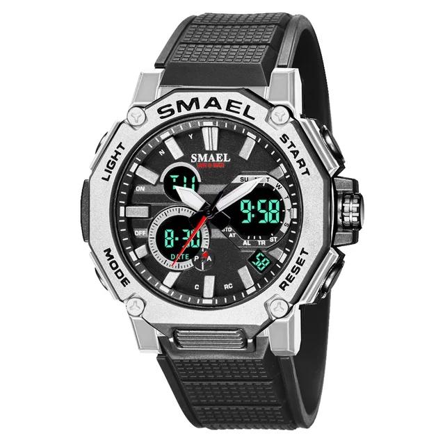 Smael 8047 Brand Sport Men Watch Quartz Watches Sports Male Clock Alarm 50M Waterproof LED Back Light Wristwatches