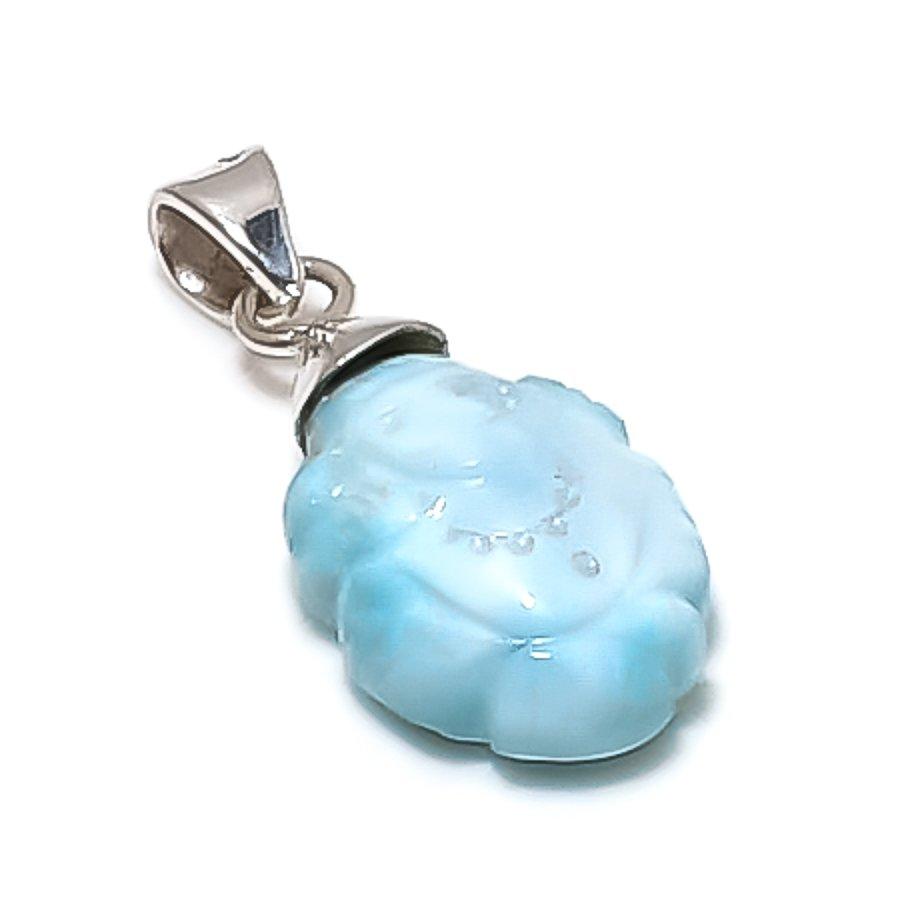 

Natural Larimar Gemstone Handmade 925 Sterling Silver Jewelry Pendant 1.22 V3H54