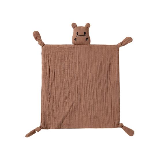 Cotton Baby Security Blanket Hippo Loveys with Bite-Friendly Corners Teething Safe Baby Towel for Newborns Infants