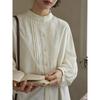 Artistic Lace Stand-up Collar Long-sleeved Brushed Shirt for Women Autumn and Winter Layered Inner Top Design Cardigan