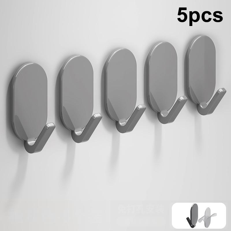 5Pcs Strong Wall Hooks Self Adhesive Key Coat Bag Hanger Hook Bathroom Kitchen Door Robe Towel Storage Rack Hook Accessories