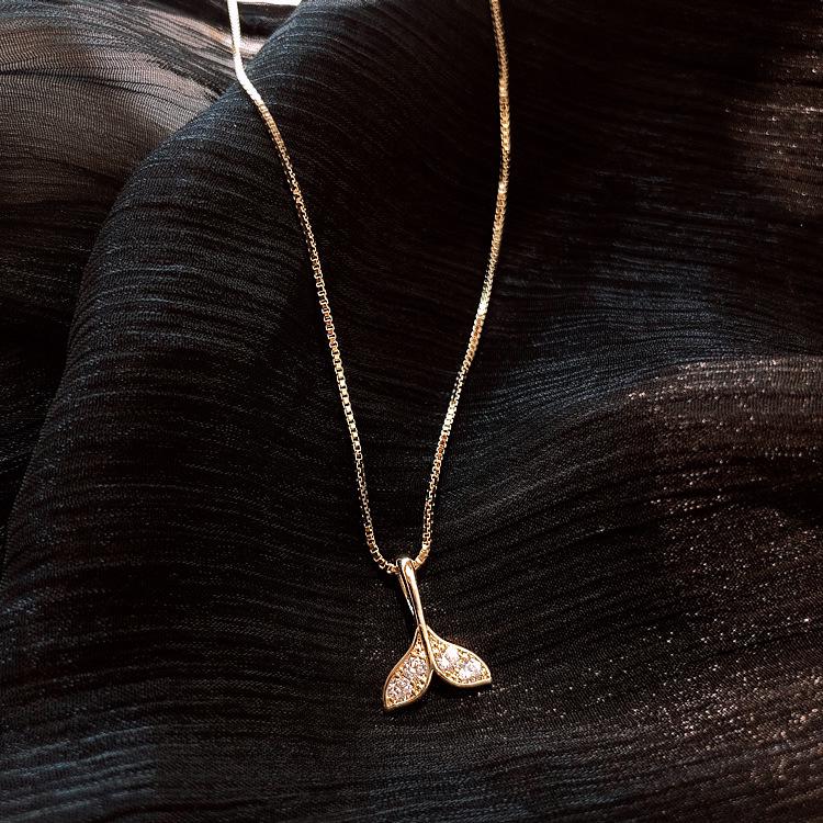 

Mermaid Princess Diamond-Studded Clavicle Necklace: Minimalist Korean Fashion Mori Girl Style золотой
