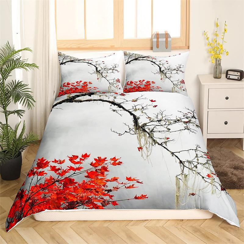 Povlečení s třešňovým květem Květina Větev Povlak na přikrývku Japonský styl Botanická krajina Malby Povlak na přikrývku Dekor do ložnice