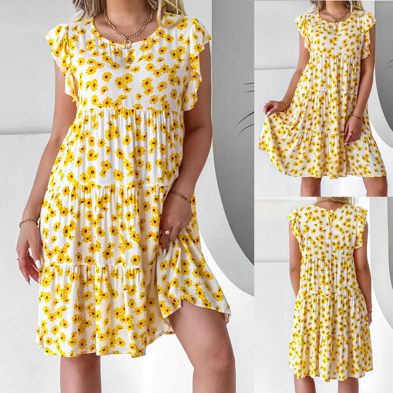 

Женское летнее повседневное сексуальное платье с цветочным принтом