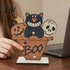 Stylish Courtyard Ornaments Cute Halloween Black Cat Pumpkin Skull Decor Vintage Boo Wooden Minimalist Home Accessories Signs Tabletop Decoration