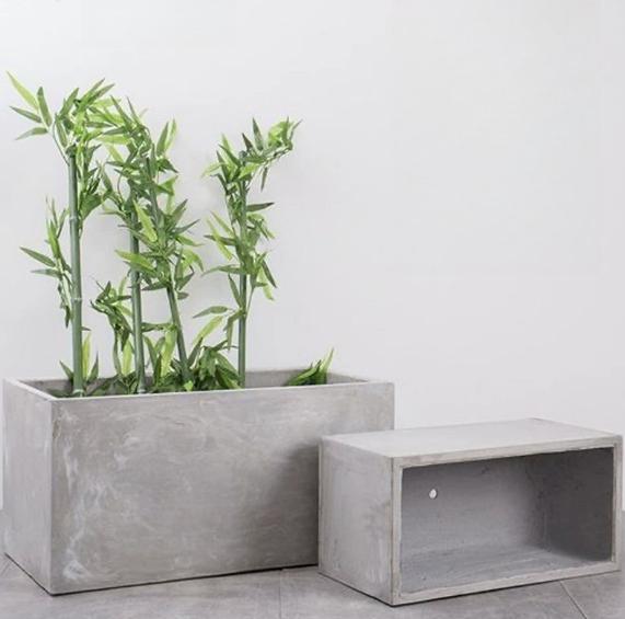 2026 Customized Large Rectangular Planter Outdoor Garden Flower Pots Rectangular Cement Flower Box Durable Flower Pot