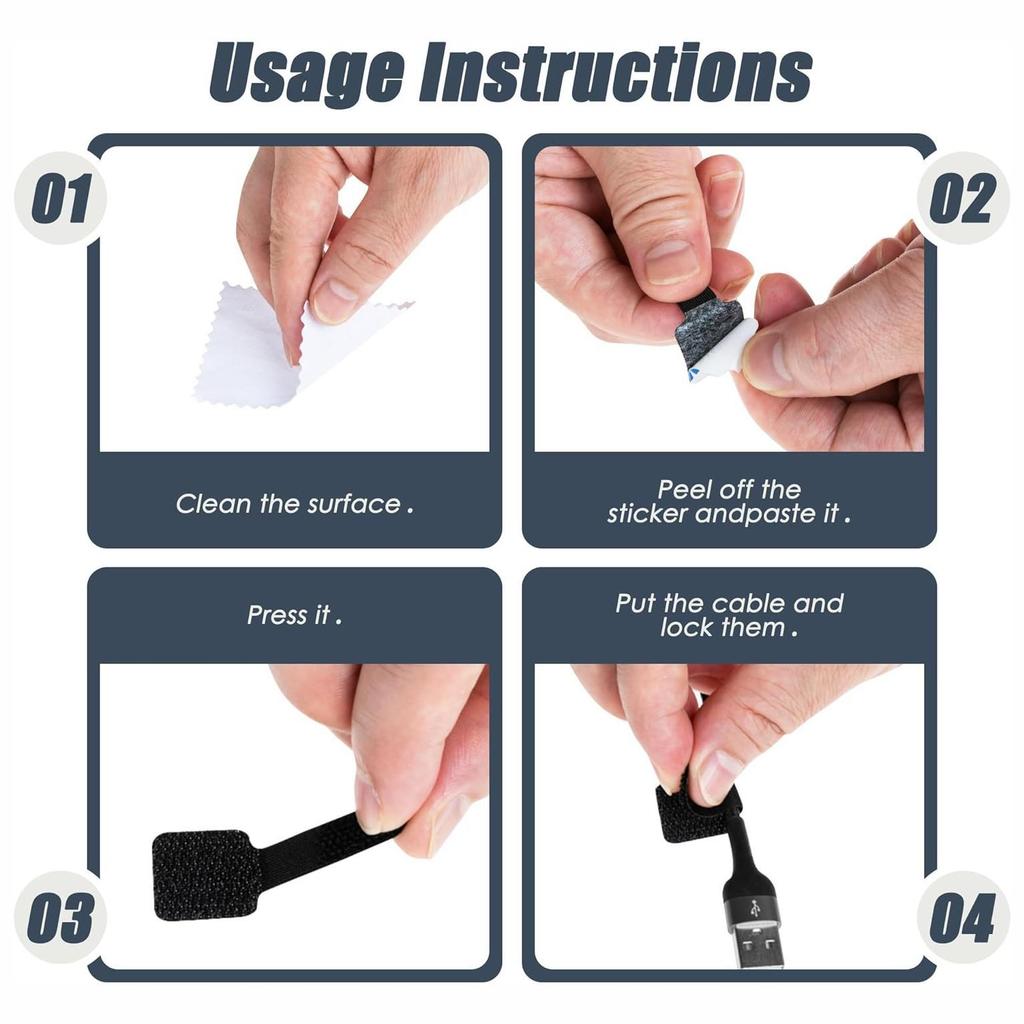 10pcs Reusable Cable Ties Fastening Wire Organizer Cord Rope Holder Self Adhesive Adjustable Cord Organizer Straps Desk Management