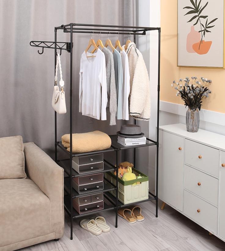 Metal Wardrobe Stand Coat Rack for Clothes Shoes Hall Wardrobe