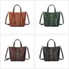 Handbag Genuine Leather Women's Bag Retro Color-blocking Rivet Bucket Bag